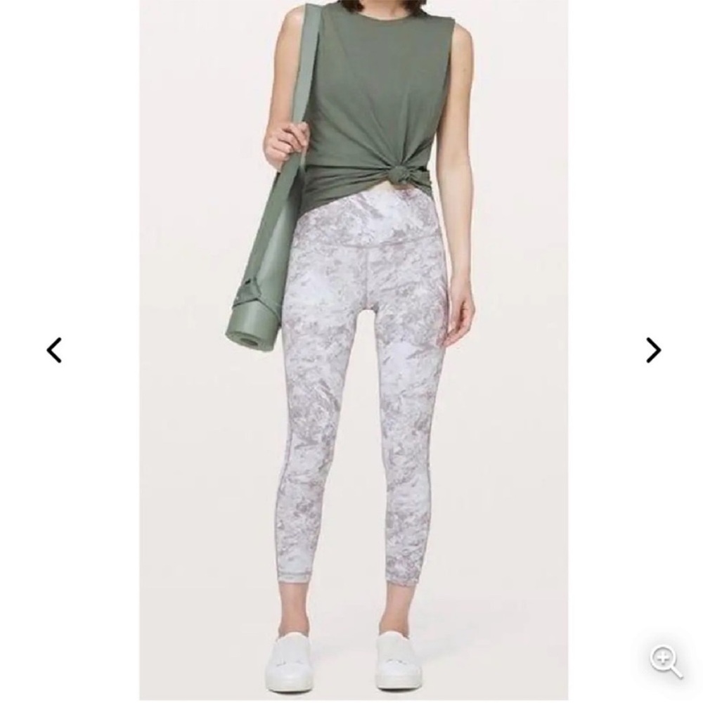 Lululemon Leggings Womens Size 10 Time To Sweat Crop Workout Side Pockets Marble